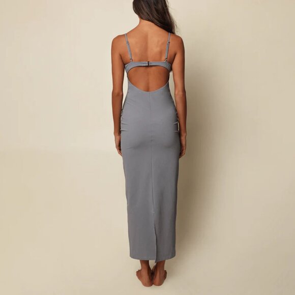 Montce Dark Denim Petal Long Slip Dress XS - Picture 3 of 4